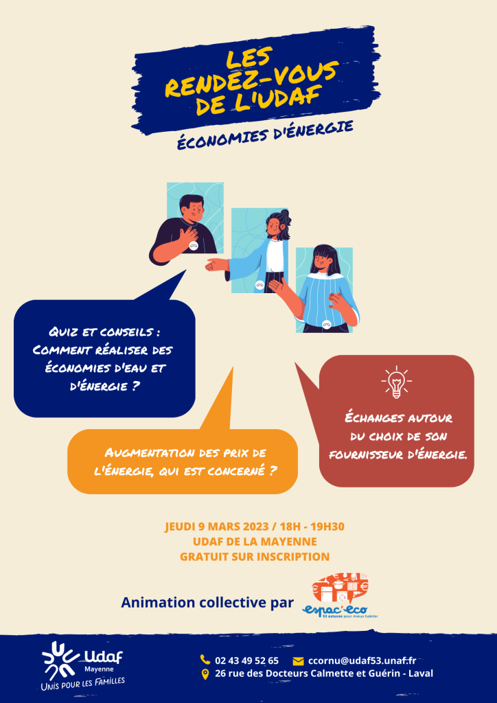 Les Rendez-vous de l'Udaf - Économies d'énergie le jeudi 9 mars 2023