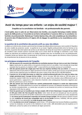 Communiqué : Avoir du temps pour ses enfants